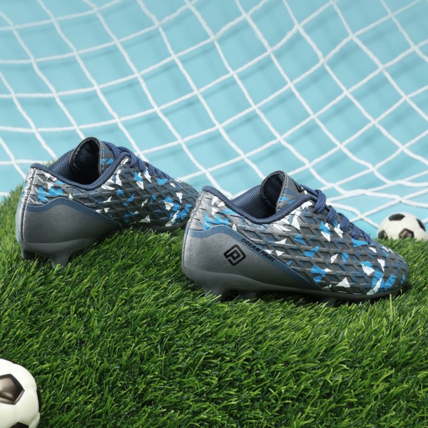 Boys & Girls Soccer Cleats Shoes - DARK GREY ROYAL BLUE - 4
